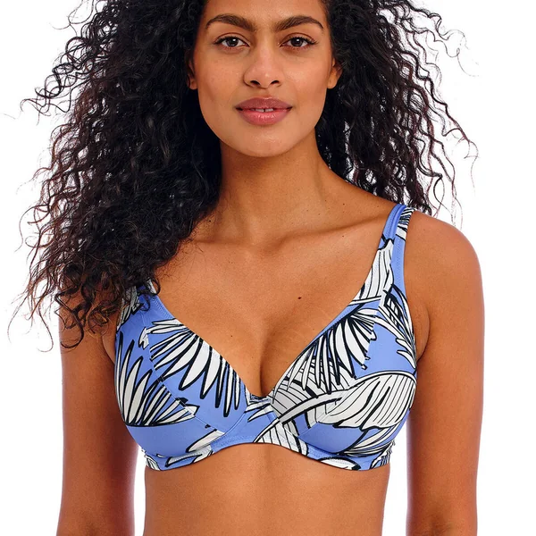 Haut de maillot de bain triangle - Bleu fleurie Freya Maillots