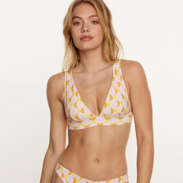 Haut de maillot de bain triangle rose Seventies Brigitte Bardot