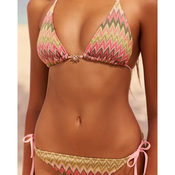 Haut de maillot triangle en crochet multicolore avec détail soleil