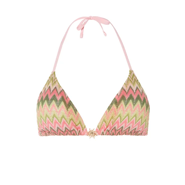 Haut de maillot triangle en crochet multicolore avec détail soleil
