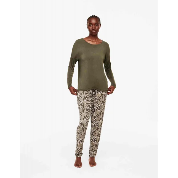 Haut de pyjama - T-shirt à manches longues - Vert Chantelle YARA en coton modal Femilet