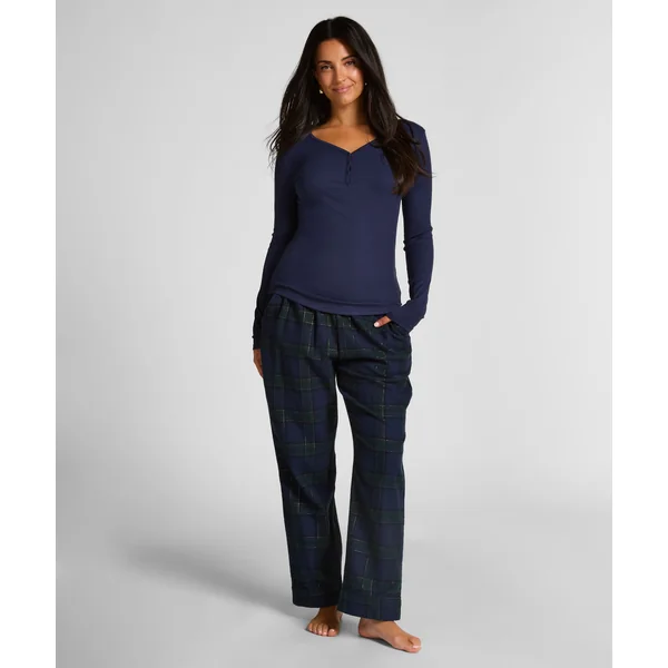 Haut de pyjama à manches longues Henley - Bleu