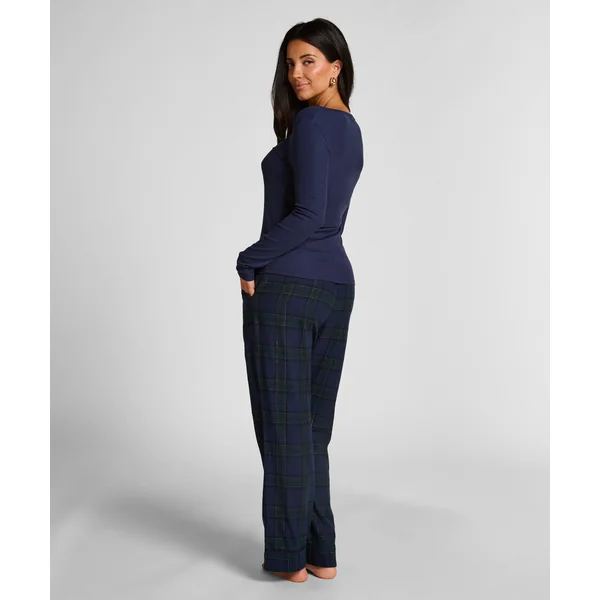 Haut de pyjama à manches longues Henley - Bleu