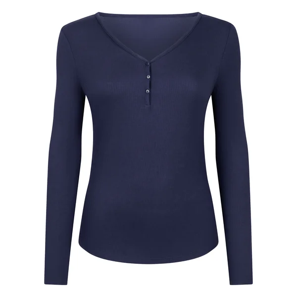 Haut de pyjama à manches longues Henley - Bleu