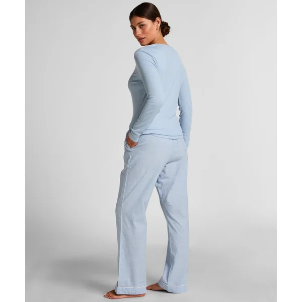 Haut de pyjama à manches longues Henley - Bleu