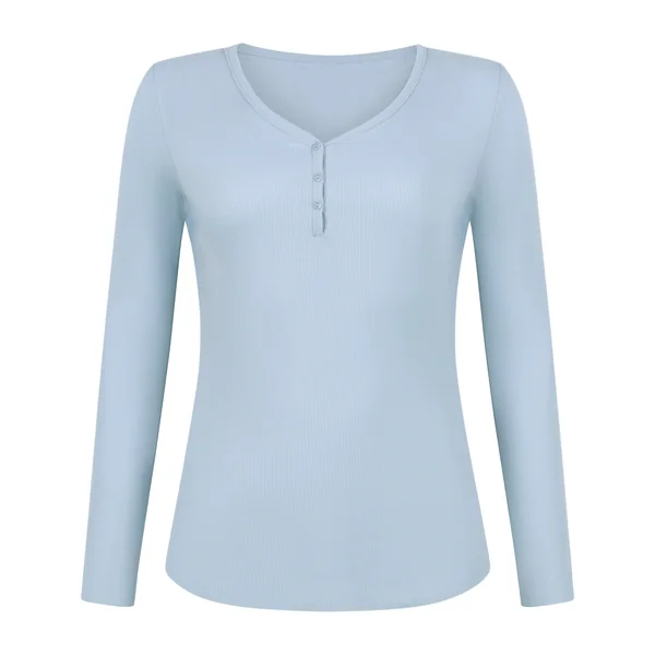 Haut de pyjama à manches longues Henley - Bleu