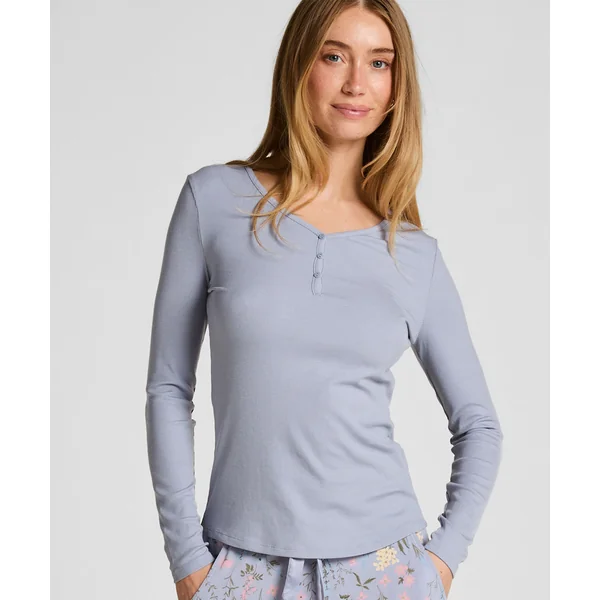 Haut de pyjama à manches longues Henley - Violet