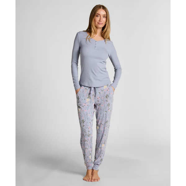 Haut de pyjama à manches longues Henley - Violet