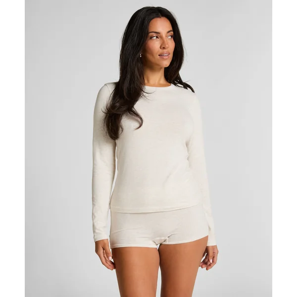 Haut à manches longues en coton doux - Beige
