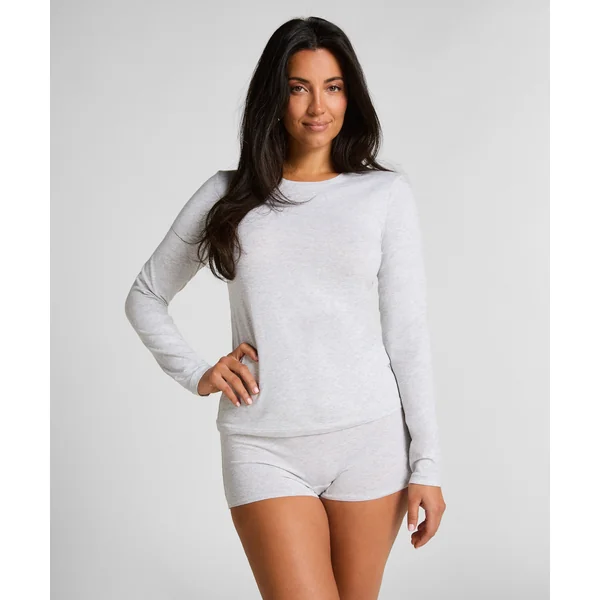 Haut à manches longues en coton doux - Gris