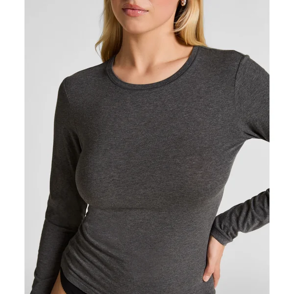 Haut à manches longues en coton doux - Gris