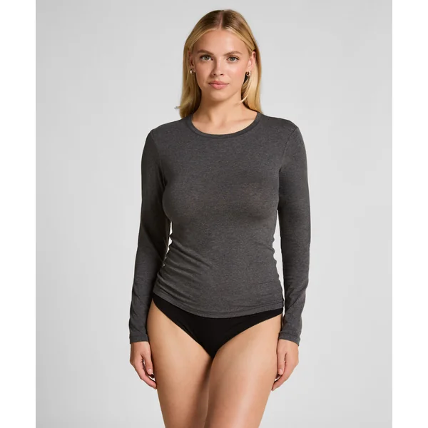 Haut à manches longues en coton doux - Gris