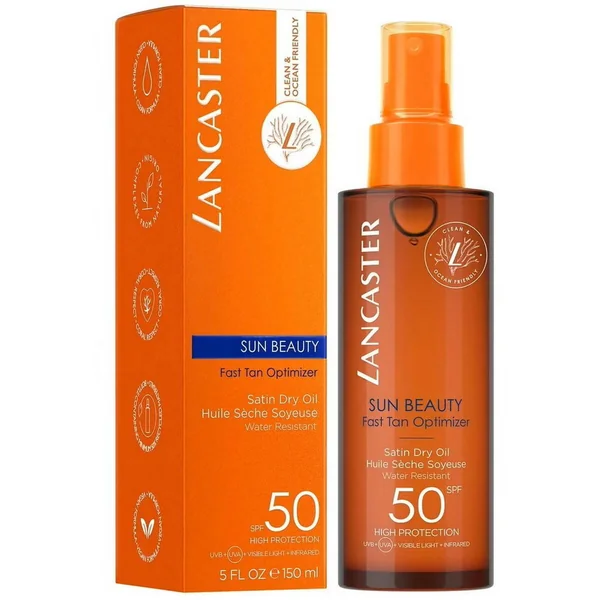 Huile Sèche Soyeuse Accélératrice de Bronzage Spray Spf50 - Sun Beauty Lancaster Solaire