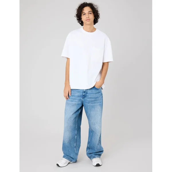 Jean baggy stone used Bleu moyen