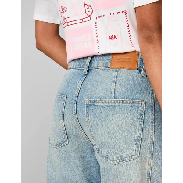 Jean balloon Bleu moyen