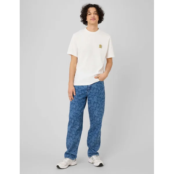 Jean loose paisley Bleu moyen