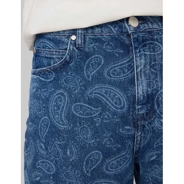 Jean loose paisley Bleu moyen