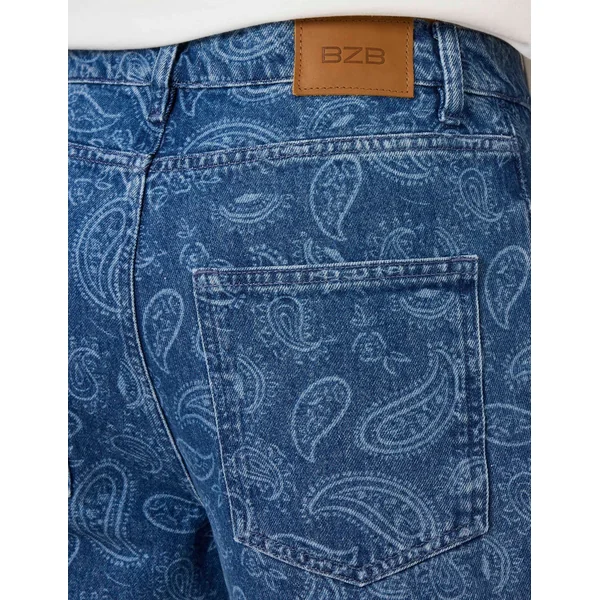 Jean loose paisley Bleu moyen