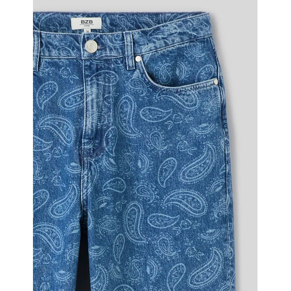 Jean loose paisley Bleu moyen