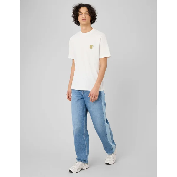 Jean loose à bandes bicolore Bleu clair