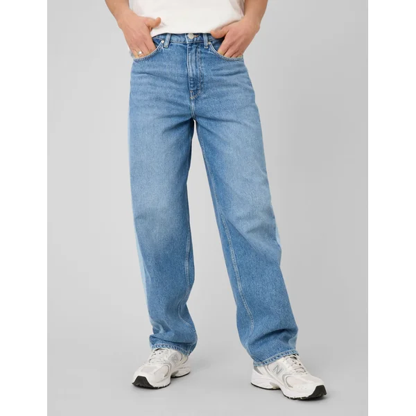 Jean loose à bandes bicolore Bleu clair