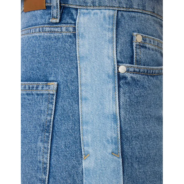 Jean loose à bandes bicolore Bleu clair