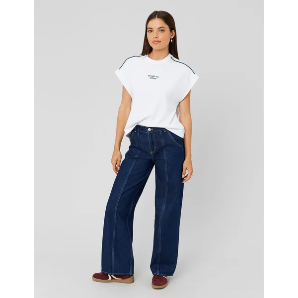Jean straight surpiqures Bleu moyen