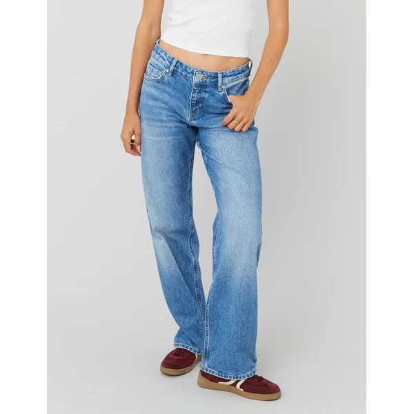 Jean straight taille basse Bleu moyen