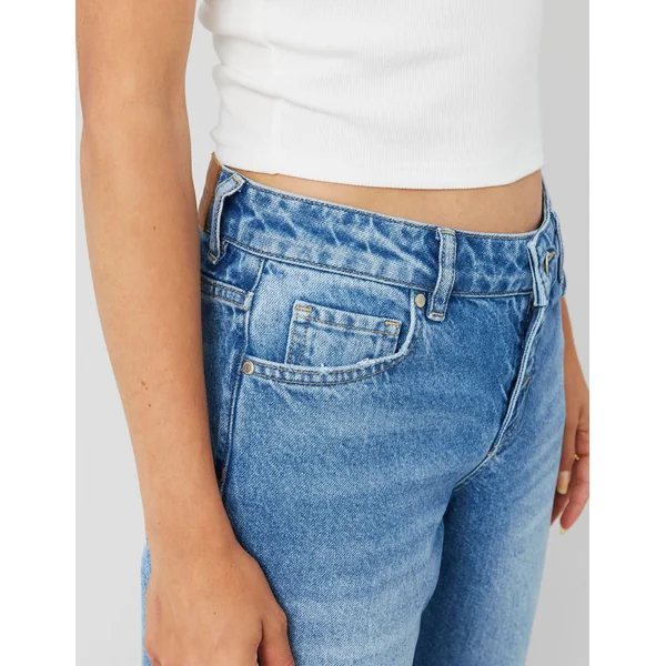 Jean straight taille basse Bleu moyen