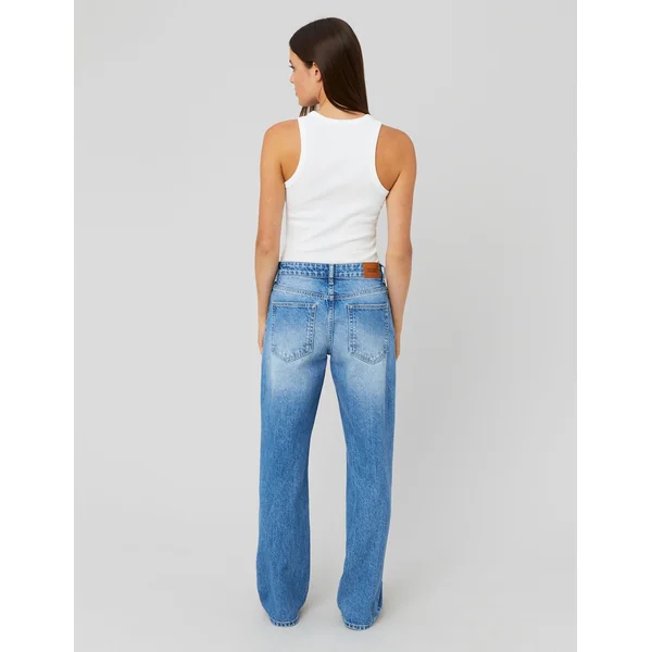 Jean straight taille basse Bleu moyen