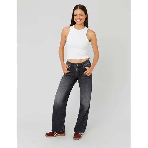 Jean straight taille basse Gris foncé