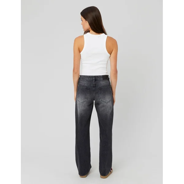 Jean straight taille basse Gris foncé