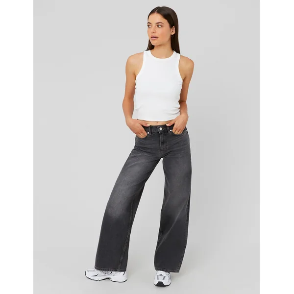 Jean wide leg taille basse Noir