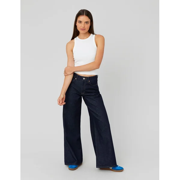 Jean wide leg taille standard Bleu moyen