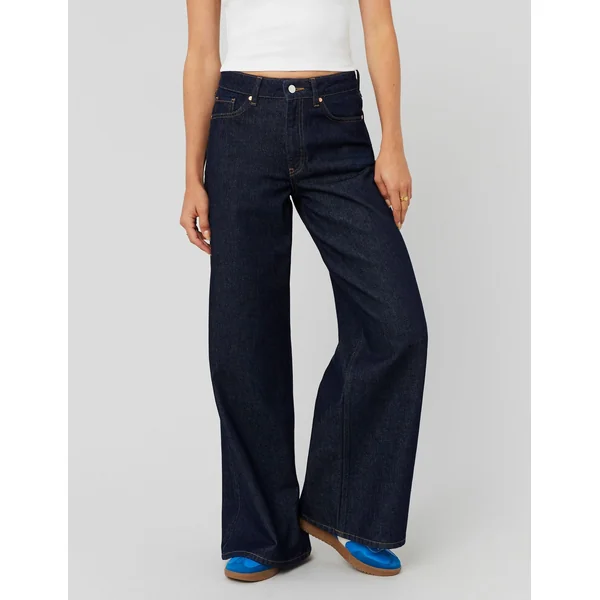 Jean wide leg taille standard Bleu moyen