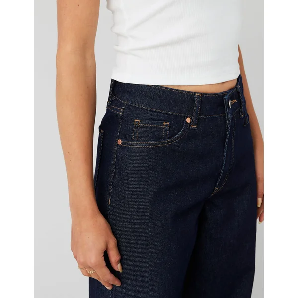 Jean wide leg taille standard Bleu moyen