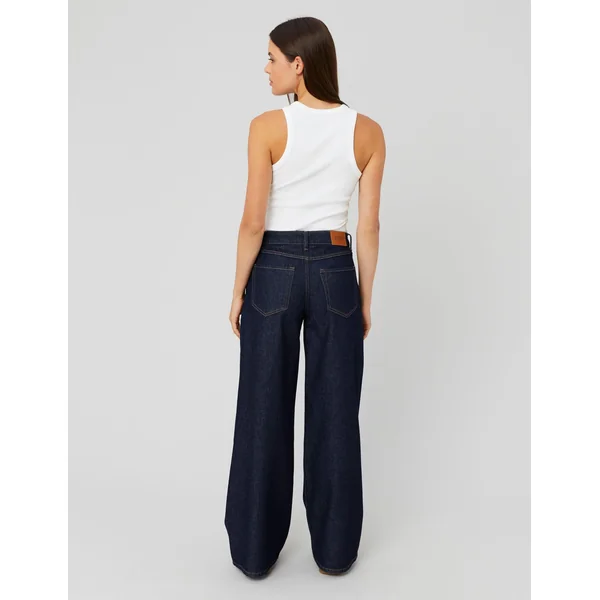 Jean wide leg taille standard Bleu moyen