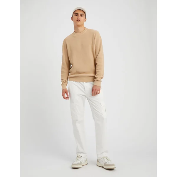 Jogger cargo bas droit Blanc écru