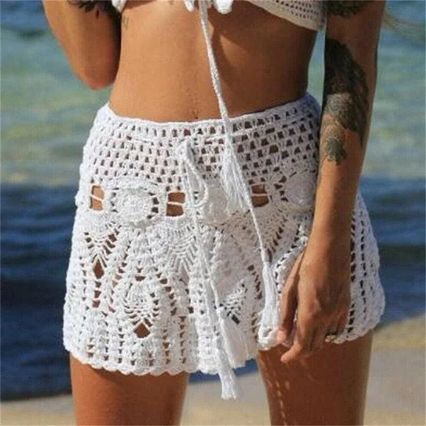 Jupe courte blanche tricotée
