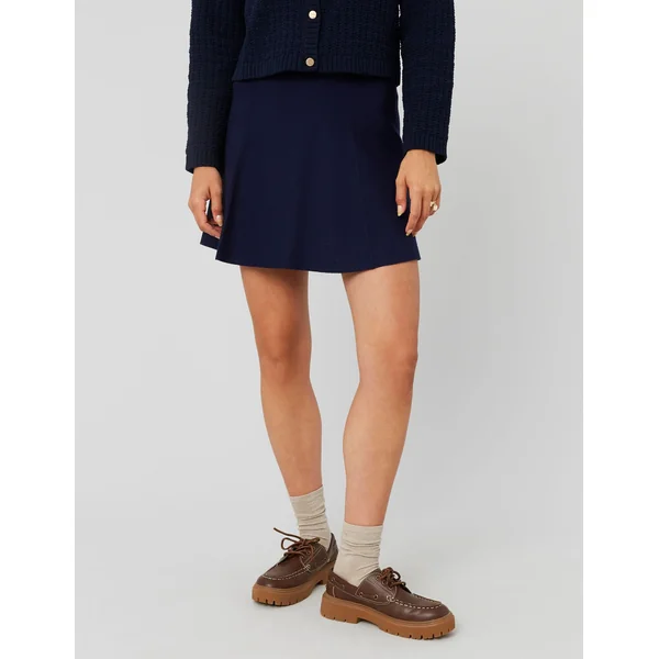 Jupe courte patineuse en milano Bleu foncé