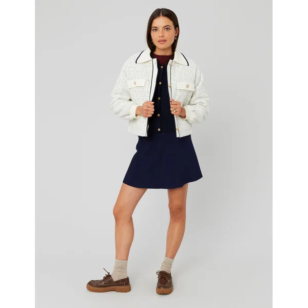 Jupe courte patineuse en milano Bleu foncé