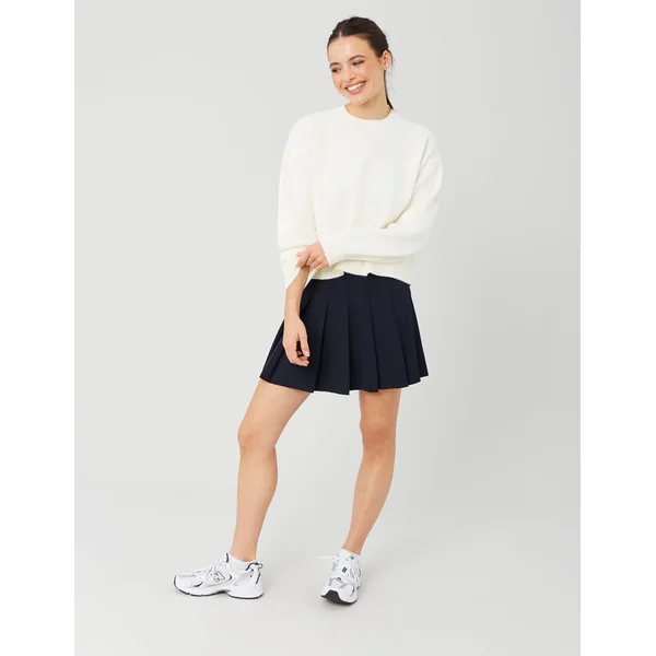 Jupe courte plissée en polyester recyclé Bleu foncé