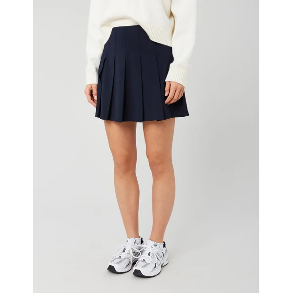 Jupe courte plissée en polyester recyclé Bleu foncé