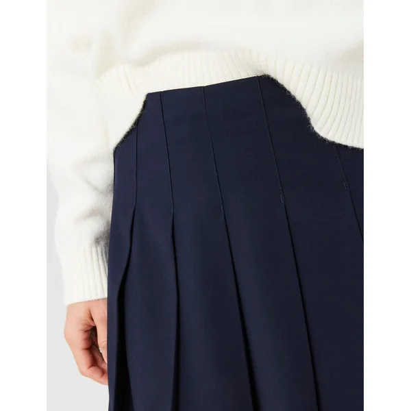 Jupe courte plissée en polyester recyclé Bleu foncé