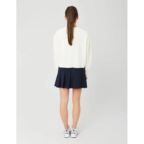 Jupe courte plissée en polyester recyclé Bleu foncé