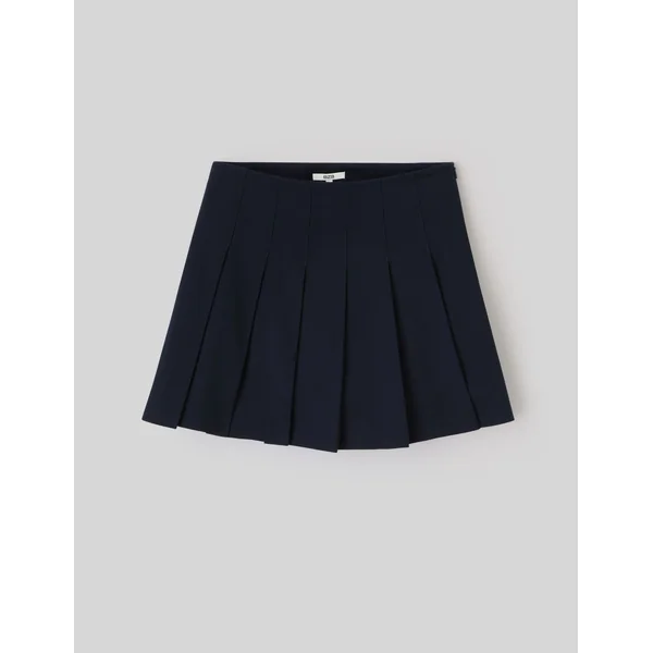 Jupe courte plissée en polyester recyclé Bleu foncé