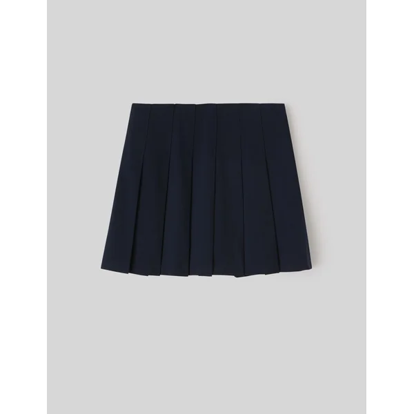 Jupe courte plissée en polyester recyclé Bleu foncé