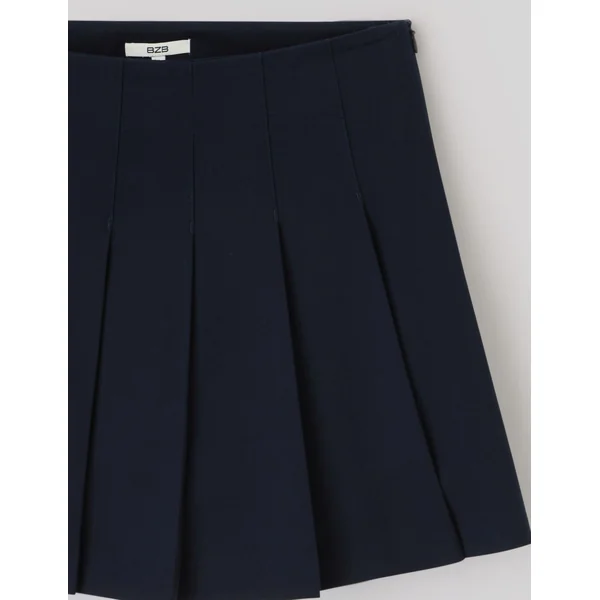 Jupe courte plissée en polyester recyclé Bleu foncé