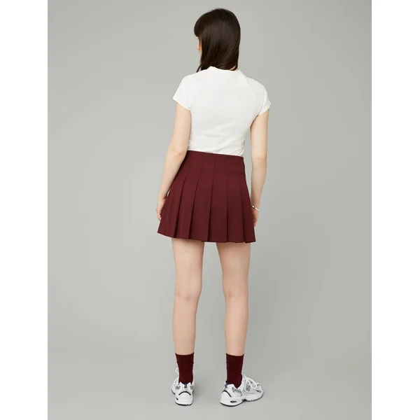 Jupe courte plissée en polyester recyclé Bordeaux