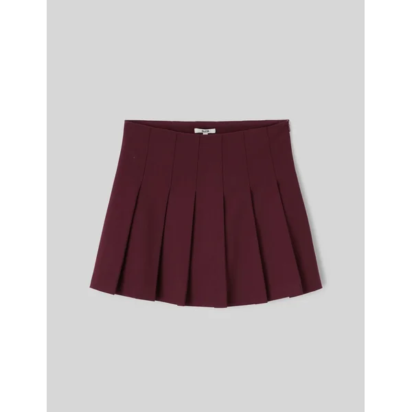 Jupe courte plissée en polyester recyclé Bordeaux